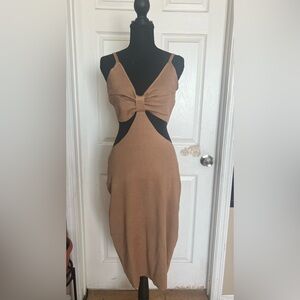 Almost Famous Tan Backless Dress